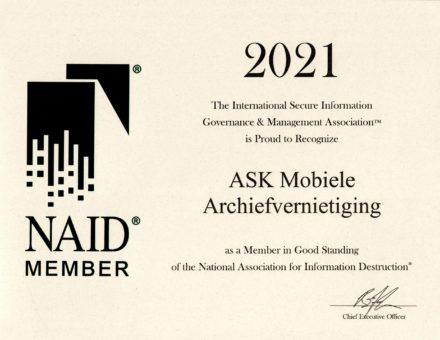 Garantie certificaat archiefvernietiging