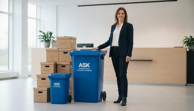 Hoeveel archiefdozen passen in een rolcontainer voor archiefvernietiging?