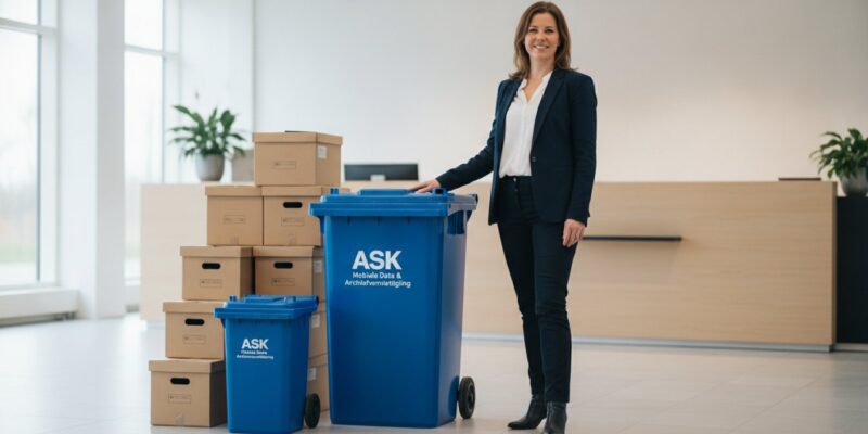 Hoeveel archiefdozen passen in een rolcontainer voor archiefvernietiging?
